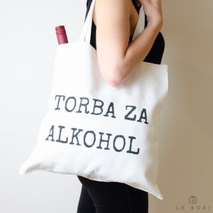 Nakupovalna torba s črnim napisom